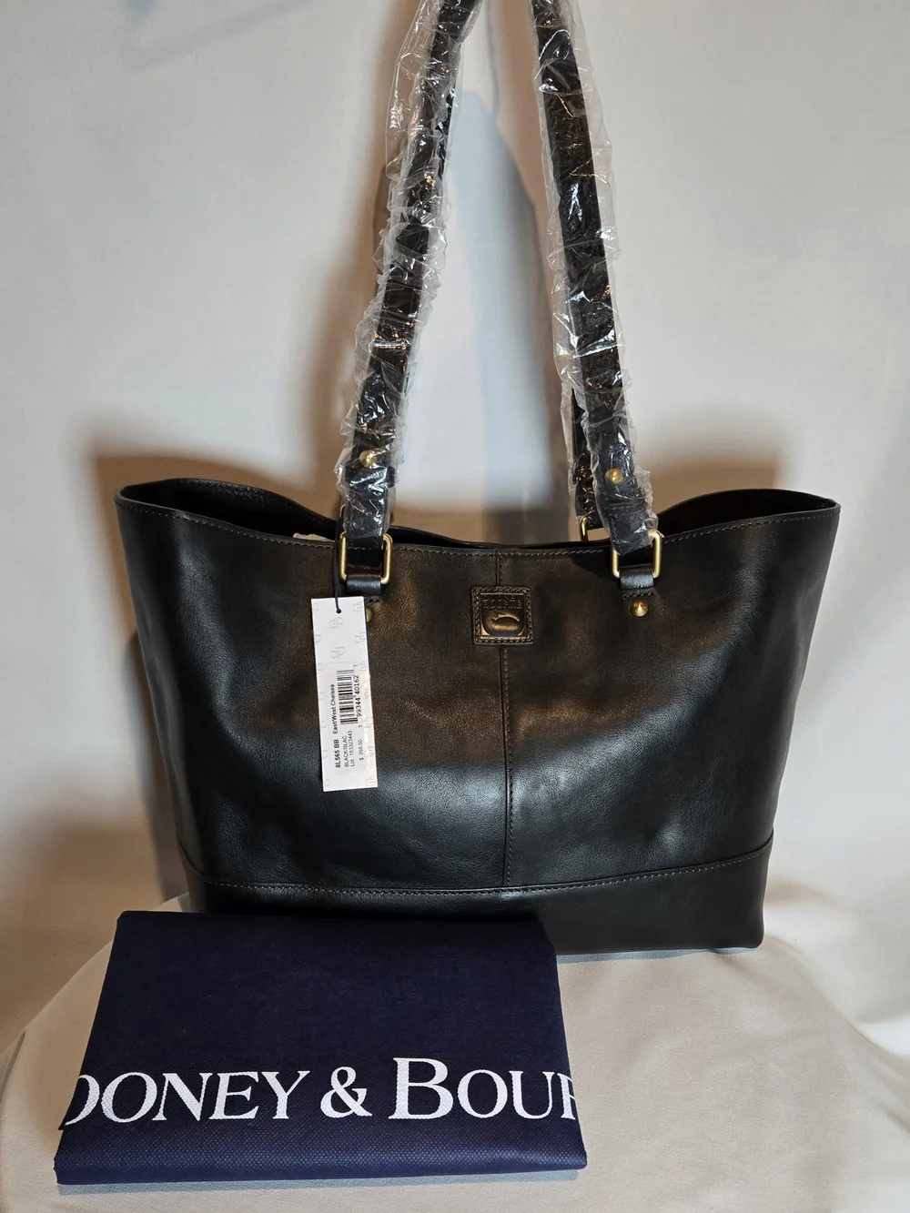 NWT Dooney & Bourke East West Chelsea Black Leather Tote Bag Dust Bag